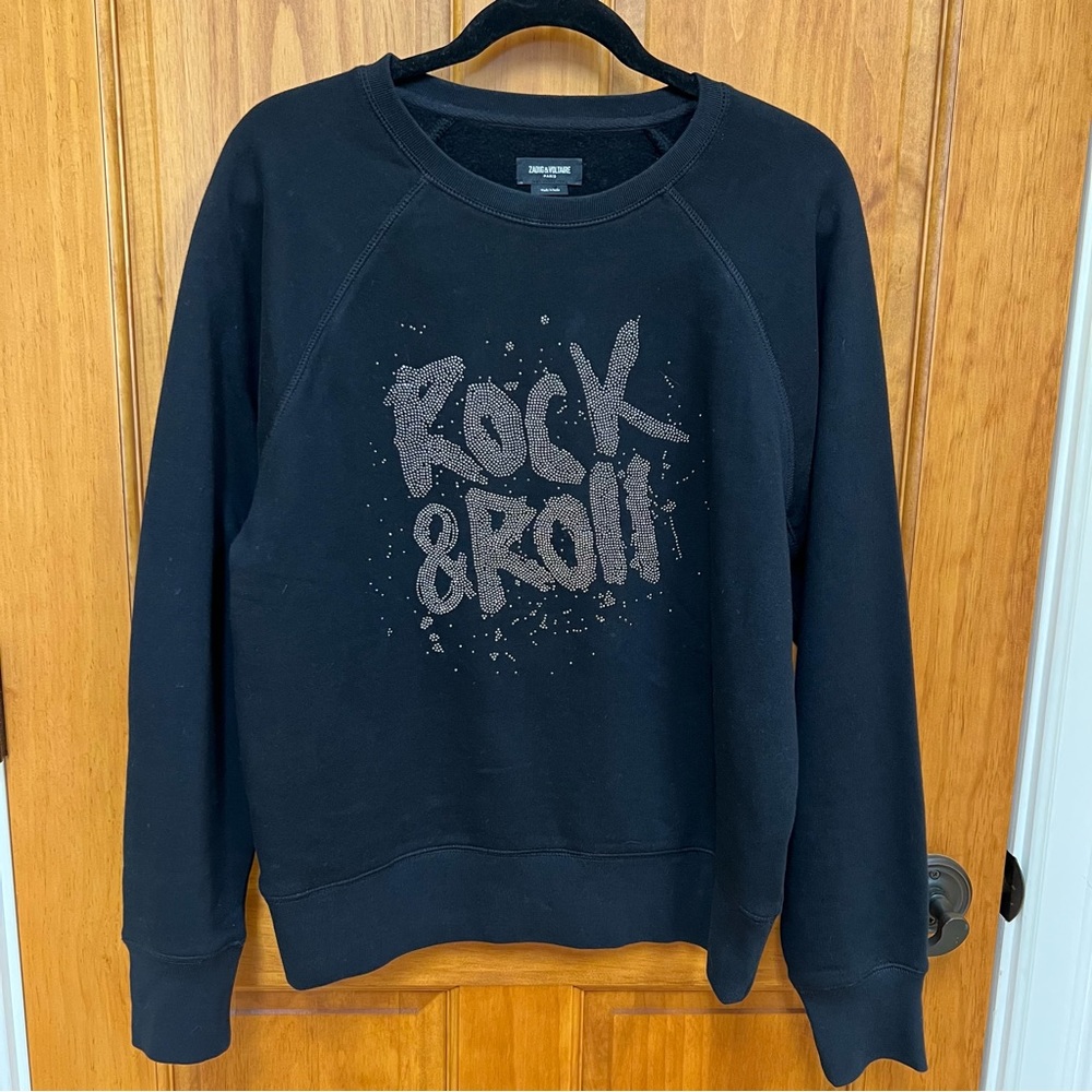 Zadig & Voltaire Black Rock & Roll Sweatshirt, Size M